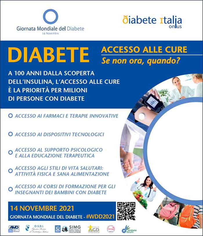 #GMD21 #WDD21 – La giornata mondiale del diabete 2021 – Accesso alle cure. Se non ora, quando?
